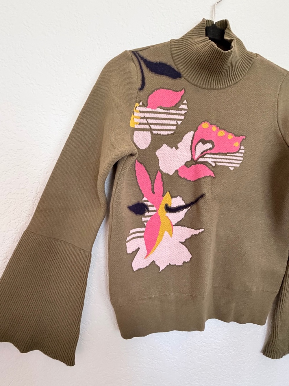 Anthropologie Knitted & Knotted Lileas Intarsia Turtleneck Sweater | Size S - Picture 2 of 9